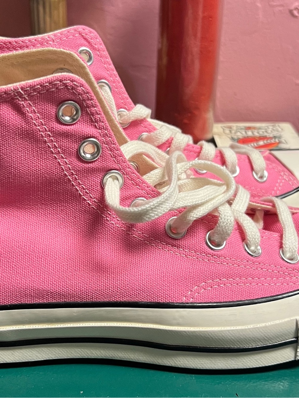 Converse Pink High-Top platform Chuck Taylor Canvas Sneakers
